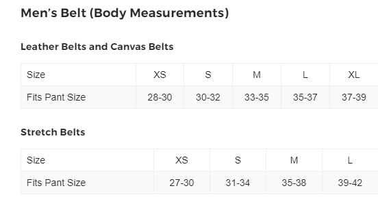 Cuater by Travis Mathew Golf Belt Size Chart