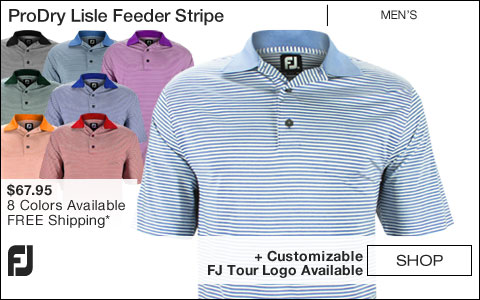 FJ ProDry Lisle Feeder Stripe Golf Shirts - FJ Tour Logo Available