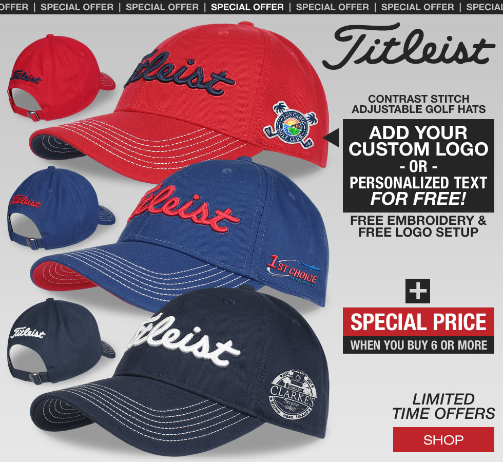 Special Offer on Custom Logo Titleist Contrast Stitch Adjustable Golf Hats