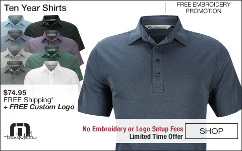 Travis Mathew Ten Year Golf Shirts - FREE CUSTOM LOGO PROMO