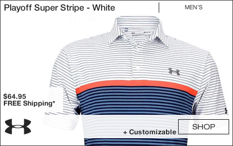 Under Armour Playoff Super Stripe Golf Shirts - White