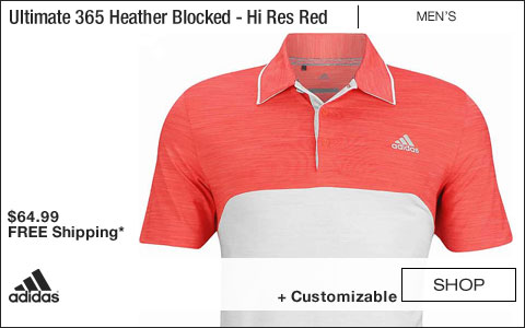 Adidas Ultimate 365 Heather Blocked Golf Shirts - Hi Res Red