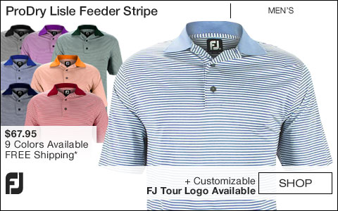 FJ ProDry Lisle Feeder Stripe Golf Shirts - FJ Tour Logo Available