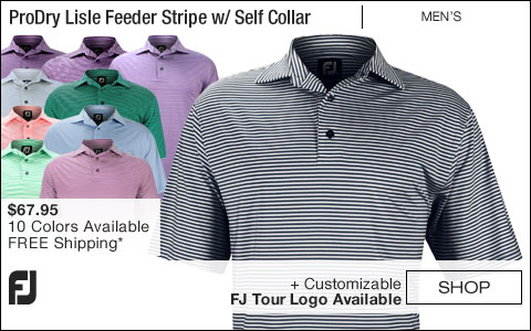 FJ ProDry Lisle Feeder Stripe Golf Shirts with Self Collar - FJ Tour Logo Available