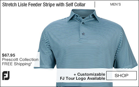 FJ Stretch Lisle Feeder Stripe Golf Shirts with Self Collar - Prescott Collection - FJ Tour Logo Available