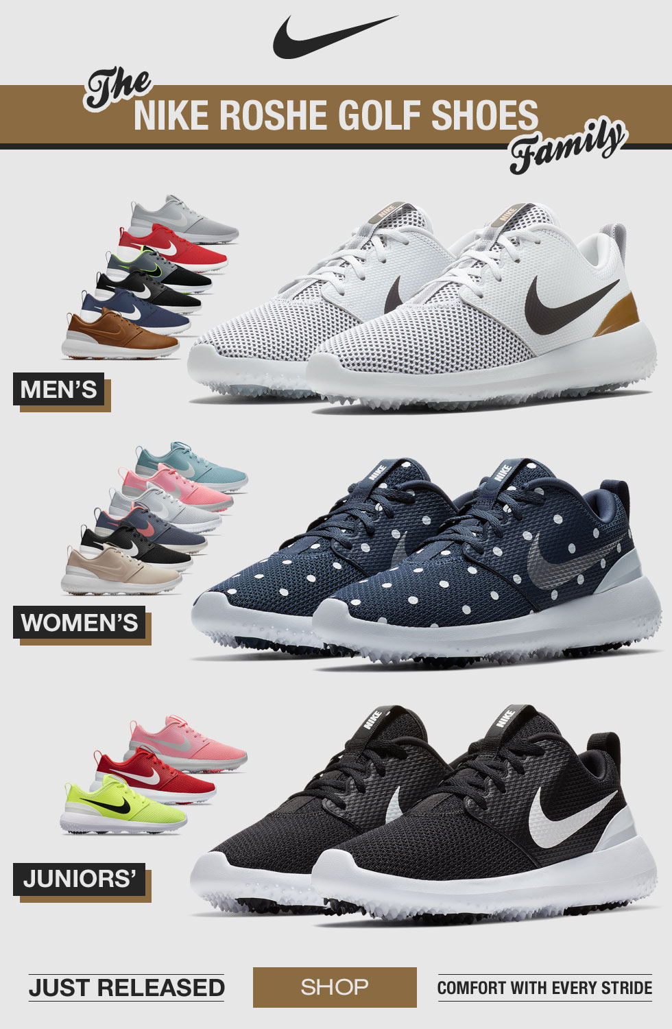 The Nike Roshe Golf Shoes Family