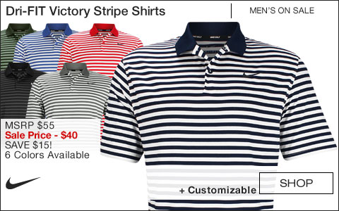 Nike Dri-FIT Victory Stripe Golf Shirts - ON SALE