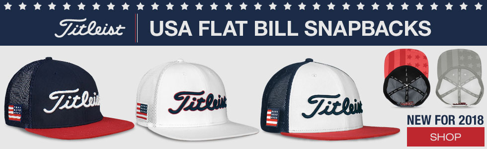 Titleist USA Flag Tour Flat Bill Snapback Mesh Adjustable Golf Hats