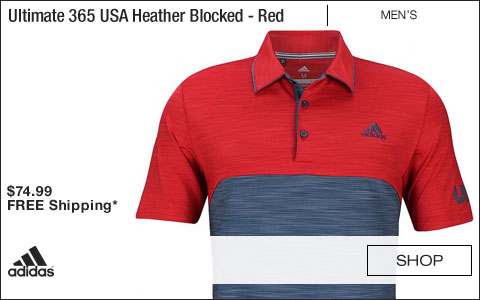 Adidas Ultimate 365 USA Heather Blocked Golf Shirts - Scarlet Red