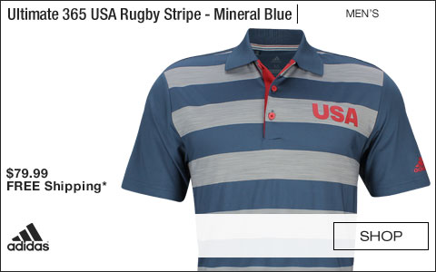 Adidas Ultimate 365 USA Rugby Stripe Golf Shirts - Mineral Blue