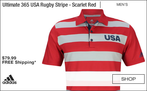 Adidas Ultimate 365 USA Rugby Stripe Golf Shirts - Scarlet Red