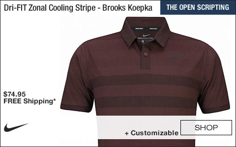 Nike Dri-FIT Zonal Cooling Fade Stripe Golf Shirts - Burgundy Crush - Brooks Koepka British Open