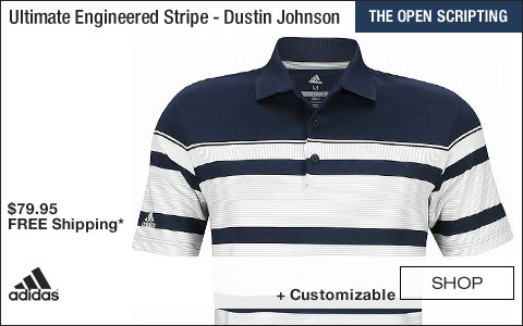 Adidas Ultimate Engineered Stripe Golf Shirts - Collegiate Navy - Dustin Johnson British Open