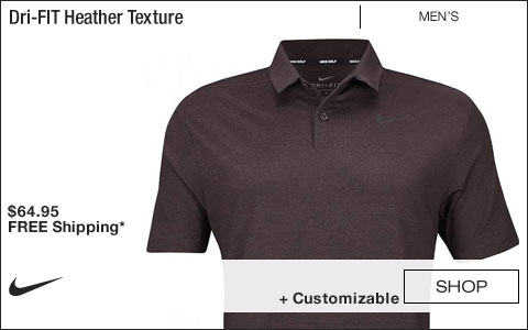 Nike Dri-FIT Heather Texture Golf Shirts - Burgundy Crush