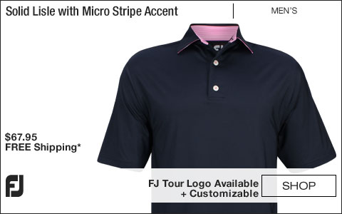 FJ Solid Lisle with Micro Stripe Accent Self Collar Golf Shirts - Navy - FJ Tour Logo Available