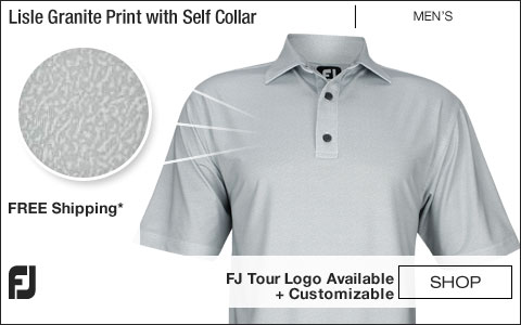 FJ Lisle Granite Print Golf Shirts with Self Collar - Grey and White - FJ Tour Logo Available