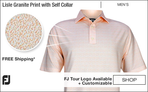 FJ Lisle Granite Print Golf Shirts with Self Collar Golf Shirts - White and Tangerine - FJ Tour Logo Available