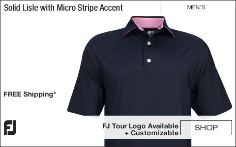 FJ Solid Lisle with Micro Stripe Accent Self Collar Golf Shirts - Navy - FJ Tour Logo Available