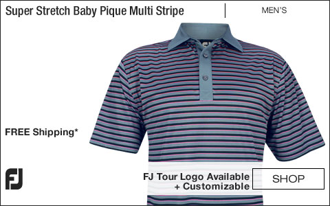 FJ Super Stretch Baby Pique Multi Stripe Self Collar Golf Shirts - Slate - FJ Tour Logo Available