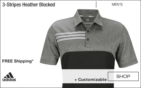 Adidas 3-Stripes Heather Blocked Golf Shirts - Black Heather - PGA Championship