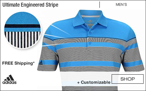 Adidas Ultimate Engineered Stripe Golf Shirts - Bright Blue - PGA Championship