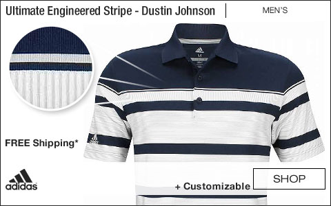 Adidas Ultimate Engineered Stripe Golf Shirts - Collegiate Navy - Dustin Johnson British Open