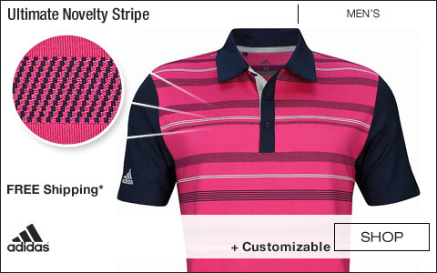 Adidas Ultimate Novelty Stripe Golf Shirts - Real Magenta - PGA Championship