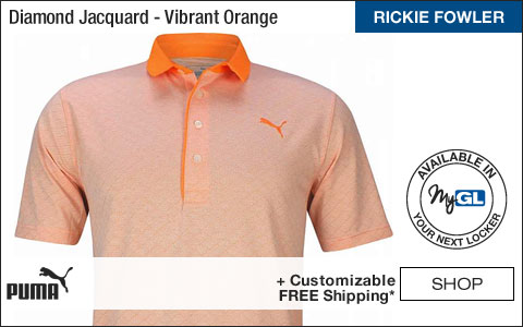 PUMA Diamond Jacquard Golf Shirts - Vibrant Orange - Rickie Fowler PGA Championship