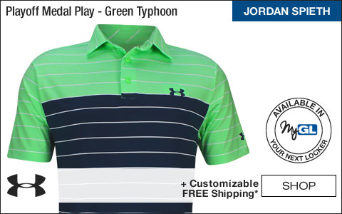 Under Armour Playoff Medal Play Golf Shirts - Green Typhoon - Jordan Spieth PGA Championship