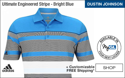 Adidas Ultimate Engineered Stripe Golf Shirts - Bright Blue - Dustin Johnson PGA Championship