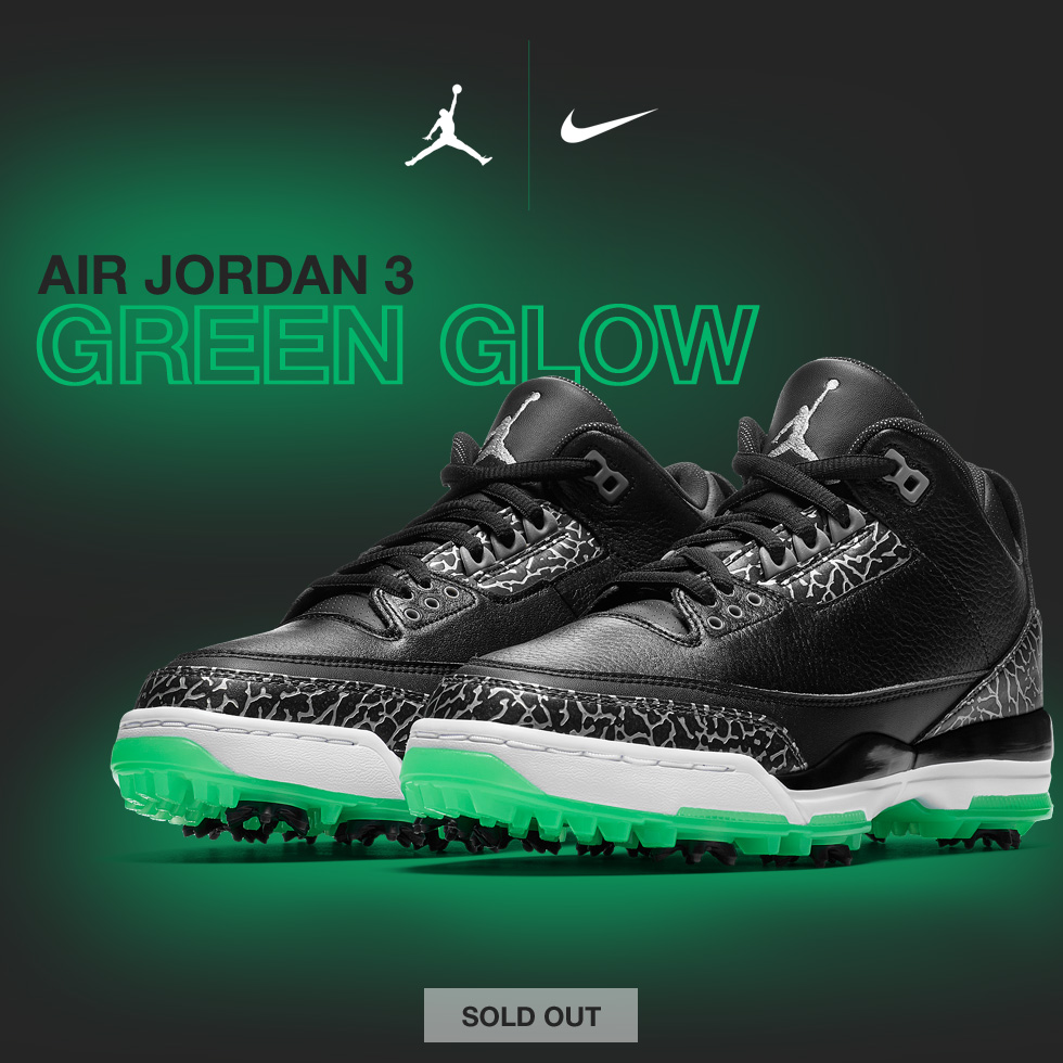 Nike Air Jordan 3 Golf Shoes - Black with Green Glow - Now Available for a Very Limited Time