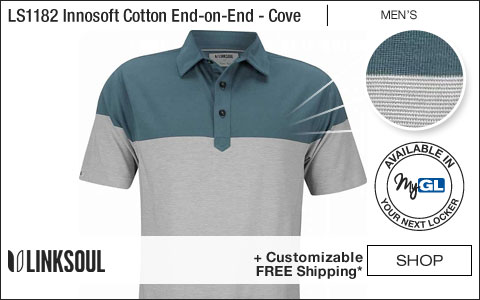 Linksoul LS1182 Innosoft Cotton End-on-End Colorblock Golf Shirts - Cove