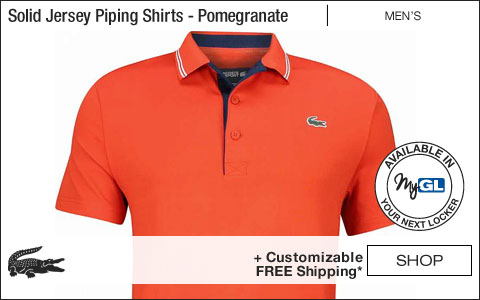 Lacoste Solid Jersey Contrast Piping Golf Shirts - Pomegranate - New for Fall 2018 at Golf Locker