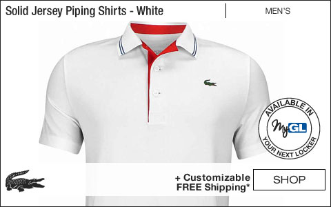 Lacoste Solid Jersey Contrast Piping Golf Shirts - White - New for Fall 2018 at Golf Locker