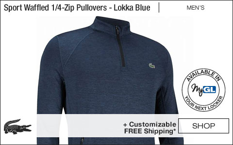 Lacoste Sport Waffled Quarter-Zip Golf Pullovers - Lokka Blue - New for Fall 2018 at Golf Locker