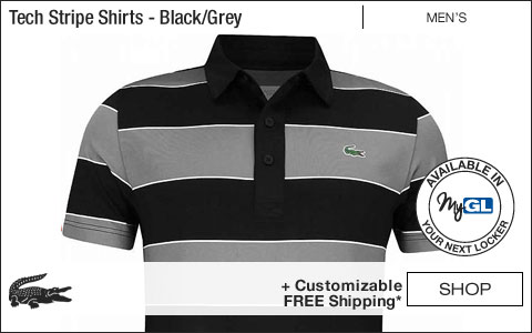 Lacoste Tech Stripe Golf Shirts - Black and Grey - New for Fall 2018 at Golf Locker