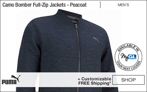 PUMA Camo Bomber Full-Zip Golf Jackets - Peacoat