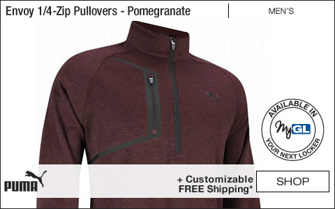 PUMA Envoy Quarter-Zip Golf Pullovers - Pomegranate