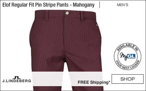 J.Linedeberg Elof Regular Fit Pin Stripe Golf Pants - Dark Mahogany