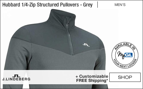 J.Linedeberg Hubbard Quarter-Zip Structured Golf Pullovers - Dark Grey