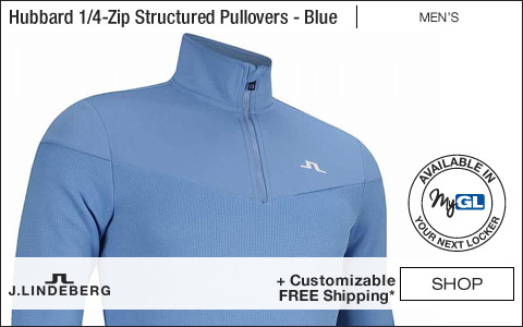 J.Linedeberg Hubbard Quarter-Zip Structured Golf Pullovers - Silent Blue