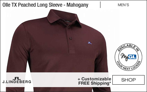 J.Linedeberg Olle TX Peached Polo Long Sleeve Golf Shirts - Dark Mahogany