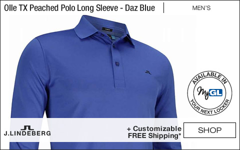 J.Linedeberg Olle TX Peached Polo Long Sleeve Golf Shirts - Daz Blue