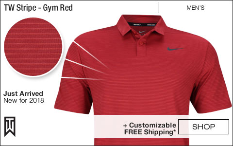 Nike Dri-FIT Tiger Woods Stripe Golf Shirts - Gym Red