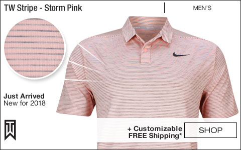 Nike Dri-FIT Tiger Woods Stripe Golf Shirts - Storm Pink