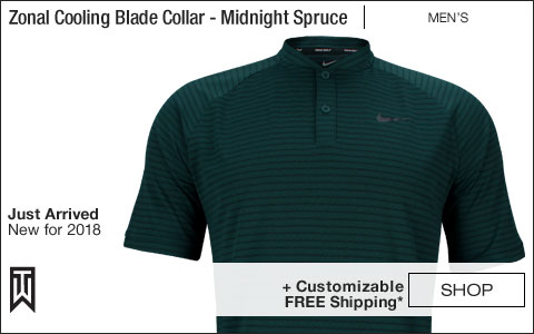 Nike Dri-FIT Tiger Woods Zonal Cooling Blade Collar Golf Shirts - Midnight Spruce