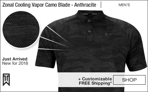 Nike Dri-FIT Tiger Woods Zonal Cooling Vapor Camo Blade Collar Golf Shirts - Anthracite