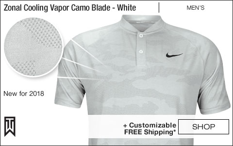 Nike Dri-FIT Tiger Woods Zonal Cooling Vapor Camo Blade Collar Golf Shirts - White