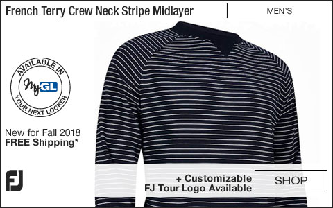 FJ French Terry Crew Neck Stripe Midlayer Golf Sweaters - FJ Tour Logo Available