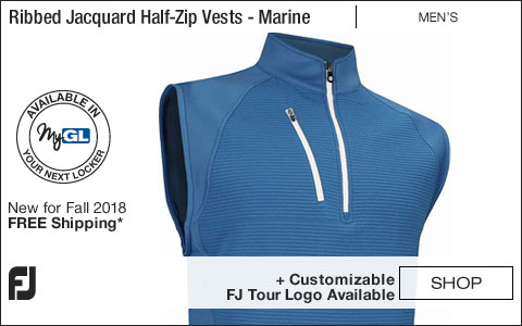 FJ Ribbed Jacquard Half-Zip Golf Vests - Marine - FJ Tour Logo Available